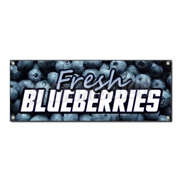 Signmission FRESH BLUEBERRIES BANNER SIGN fruit stand cart produce farmers market farm B-Fresh Blueberries - main
